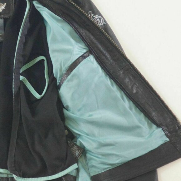 Harley Davidson Cascade Women's Leather Jacket Turquoise Tribal small tall EUC​ - Picture 6 of 10